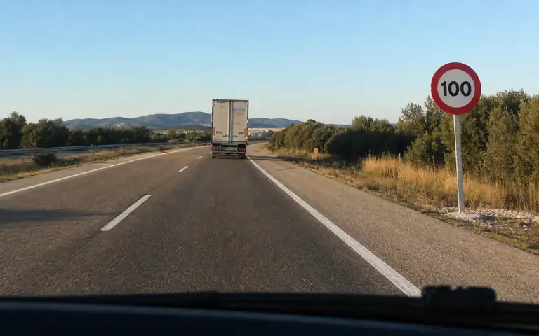 Imagen de la pregunta: En este tramo de autovía, ¿se puede circular a más de 100 km/h para adelantar?