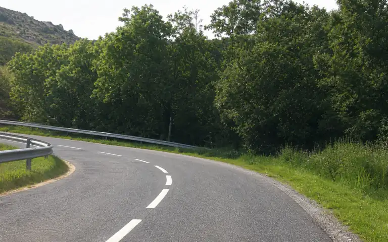 Imagen de la pregunta: Entra en esta curva a mucha velocidad. ¿Qué puede pasar?