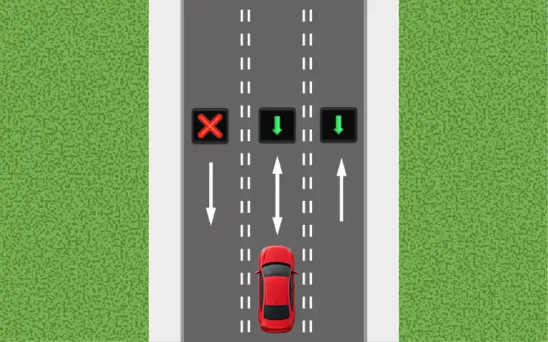 Imagen de la pregunta: En un carril reversible...
