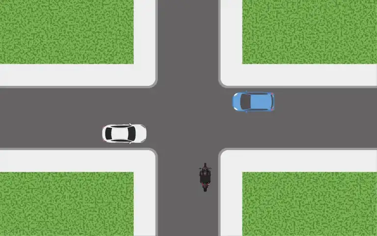 Imagen de la pregunta: En una intersección sin señalizar, tienen prioridad de paso los vehículos que