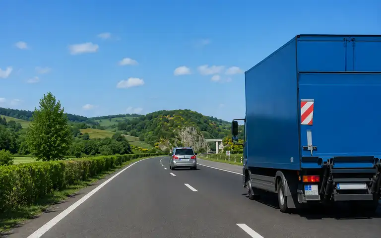 Imagen de la pregunta: Después de adelantar al camión, ¿debe regresar inmediatamente al carril de la