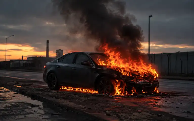 Imagen de la pregunta: Cuando un vehículo accidentado comienza a arder, ¿qué se debe hacer primero?
