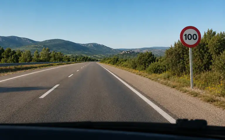 Imagen de la pregunta: En este tramo de autovía, ¿se puede circular a más de 100 km/h para adelantar?